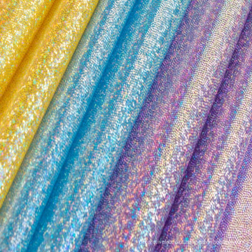 Rainbow Gltter Bridal Lace Tulle Fabric para tecido de brilho revestido com vestido